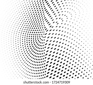 Wave halftone texture. Abstract monochrome chaotic background. Template for printing on wrapping paper, fabric, posters, business cards. Black and white background for websites