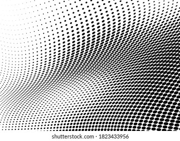 Wave halftone texture. Abstract monochrome chaotic background. Template for printing on wrapping paper, fabric, posters, business cards. Black and white background for websites