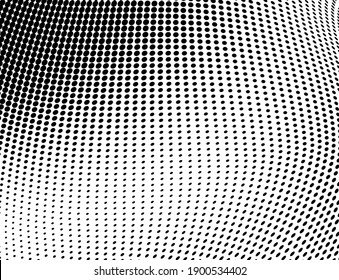 Wave halftone texture. Abstract monochrome chaotic background. Template for printing on wrapping paper, fabric, posters, business cards. Black and white background for websites