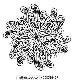 Wave hand drawing doodling mandala coloring page isolated