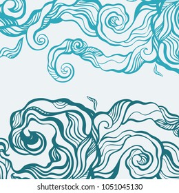 Wave, Hand drawn abstract Sea background