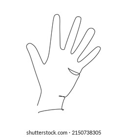 Wave Hand Gesture Single line drawing. Sign and symbol of hand gestures. Single continuous line drawing. Hand drawn style art doodle isolated on white background illustration