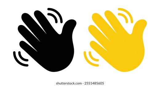 Wave hand icon set. Waving hand icon vector illustration.