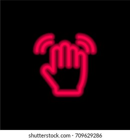Wave Hand red glowing neon ui ux icon. Glowing sign logo vector