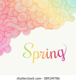 Wave hand-drawn doodle. Vector wavy background. Spring theme. Can be used for tickets, congratulations, label, etc