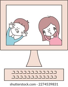 wave hands child desk top boy and girl