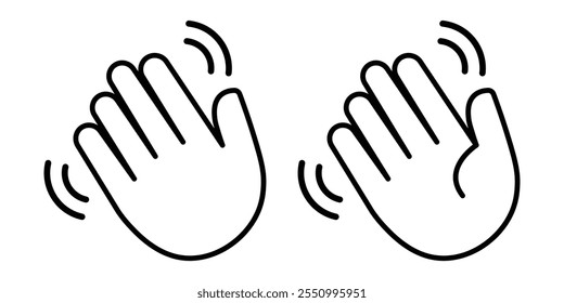 Wave hands icon. Hand waving icon set. Vector illustration of goodbye gesture sign concept for your web site mobile app isolated on white background.