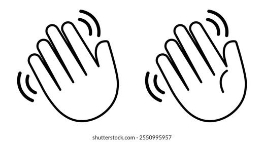 Wave hands icon. Hand waving icon set. Vector illustration of goodbye gesture sign concept for your web site mobile app isolated on white background.