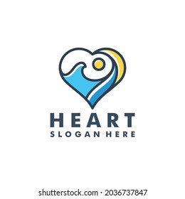 Wave Heart logo vector icon illustration
