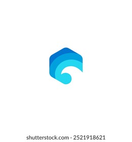 Wave hexagon logo vector template and symbol modern