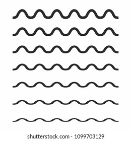 wave horizontal lines set. Vector