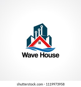 wave house logo vector, icon ,element, and template