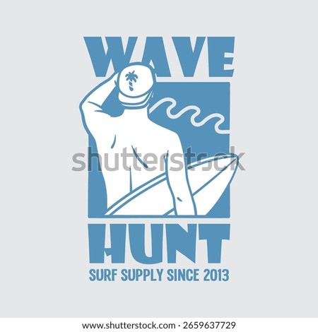 WAVE HUNT SURF SUPPLY vector vintage surf logo design and illustration design for surf merch