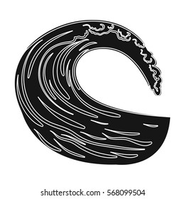 Wave icon in black style isolated on white background. Surfing symbol stock vector illustration.