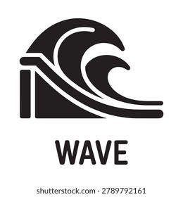 Wave icon black and white stylized ocean wave symbol