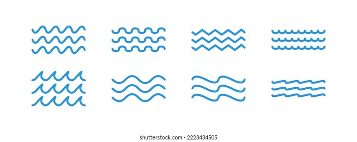 Wave icon. Blue waves symbol. Stream water. Vector isolated sign.