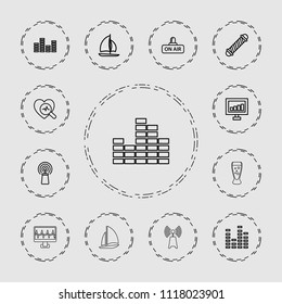 Wave icon. collection of 13 wave outline icons such as hair curler, signal, equalizer, heartbeat search, open air, sailboat. editable wave icons for web and mobile.