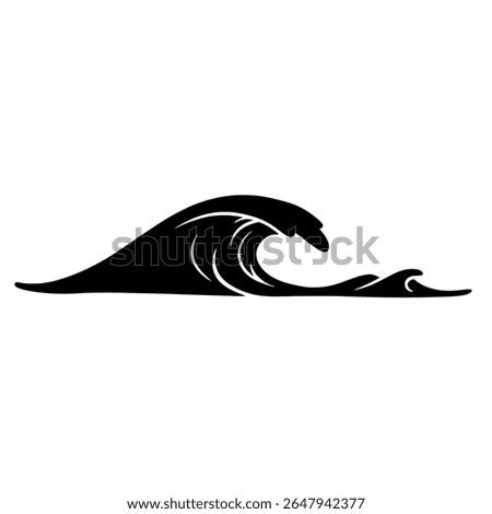 Wave Icon with Crest - Surfing Wave Silhouette for Ocean-Themed Branding and Beach Posters