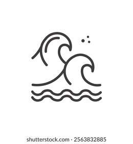 Wave Icon Depicting Ocean Swells in Black and White