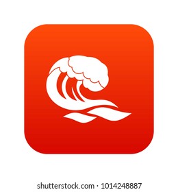 Wave icon digital red for any design isolated on white vector illustration