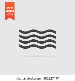 Wave icon in flat style isolated on grey background. For your design, logo. Vector illustration.