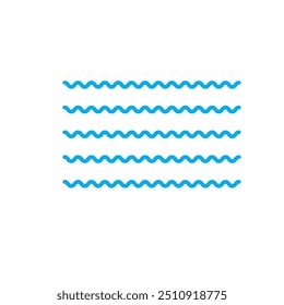 Wave-Symbol im flachen Stil, Wellenlinien auf weißem Hintergrund