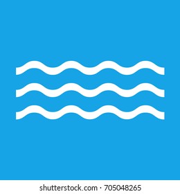 Wave icon isolated on blue background. Vector illustration. Eps 10.
