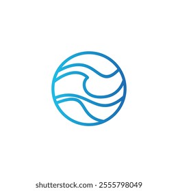 Wave Icon Line vector. Beach Logo Design
