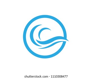 Wave icon logo design template
