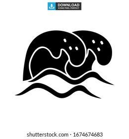 Icono de onda o logotipo símbolo de signo aislado Ilustración vectorial - Iconos vectoriales de estilo negro de alta calidad
