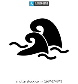 Icono de onda o logotipo símbolo de signo aislado Ilustración vectorial - Iconos vectoriales de estilo negro de alta calidad
