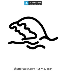 Icono de onda o logotipo símbolo de signo aislado Ilustración vectorial - Iconos vectoriales de estilo negro de alta calidad
