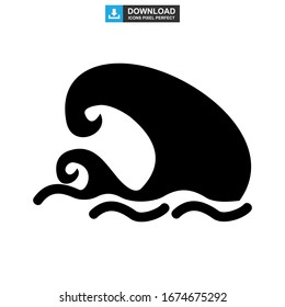 Icono de onda o logotipo símbolo de signo aislado Ilustración vectorial - Iconos vectoriales de estilo negro de alta calidad

