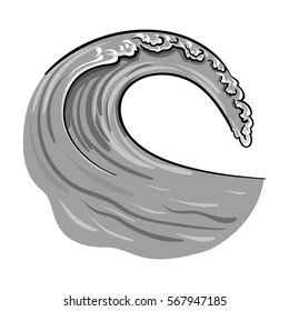 Wave icon in monochrome style isolated on white background. Surfing symbol stock vector illustration.