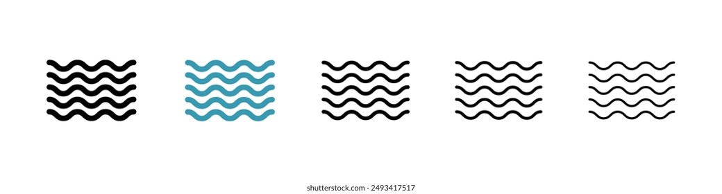 Wave icon pack. line style EPS 10