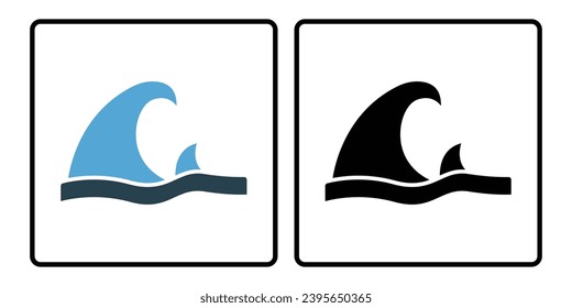 wave icon. icon related to sea. solid icon style, duo tone. simple vector design editable