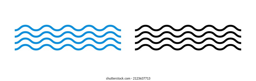 Wave icon. Sea and ocean wave icons. Line water illustration. Logo for river and pool. Outline beach symbol. Vector.