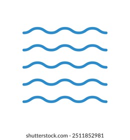  Icono de la onda, conjunto de la onda del mar. Línea en zigzag. Logotipo del agua, colección azul del Vector del símbolo de las olas.