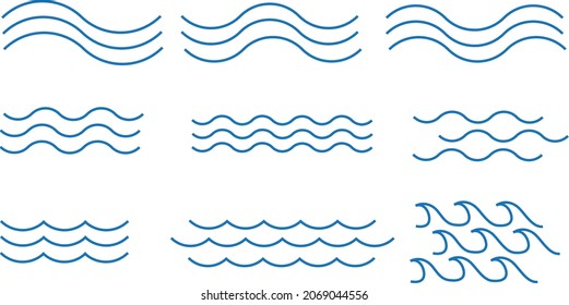 Wave icon set by line