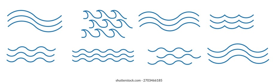 ícone de onda definido por ilustração de vetor de linha