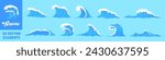 Wave icon set. Cartoon style.