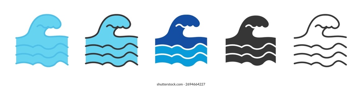 wave icon set multi style various collection