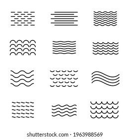 Wave Icon Set. River, Sea Or Water Logo Template. Linear Wavy Lines For Your Design