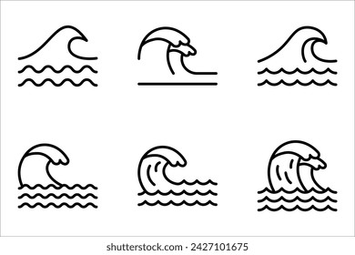 Wave icon set. sign for mobile concept and web design. vector illustration on white background