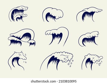 Wave icon set vector design illustration isolated on background