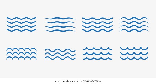 Wave icon set. Vector illustration, flat design.