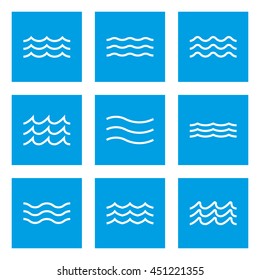 Wave icon set. Water line signs collection. Vector illustration.