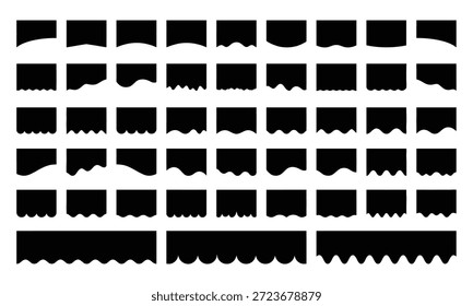 Icono de onda. Conjunto de líneas onduladas en zigzag. Patrón de adorno de la onda aislado en el fondo blanco. Onda y zigzag líneas Horizontales. Líneas curvas en zigzag. Fronteras decorativas curvas y dentadas aisladas