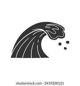 Wave Icon Silhouette Illustration. Water Vector Graphic Pictogram Symbol Clip Art. Doodle Sketch Black Sign.