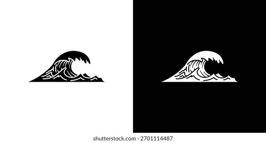 Vector de silueta de icono de onda en colores negros. estilo de diseño de logotipo de símbolo plano